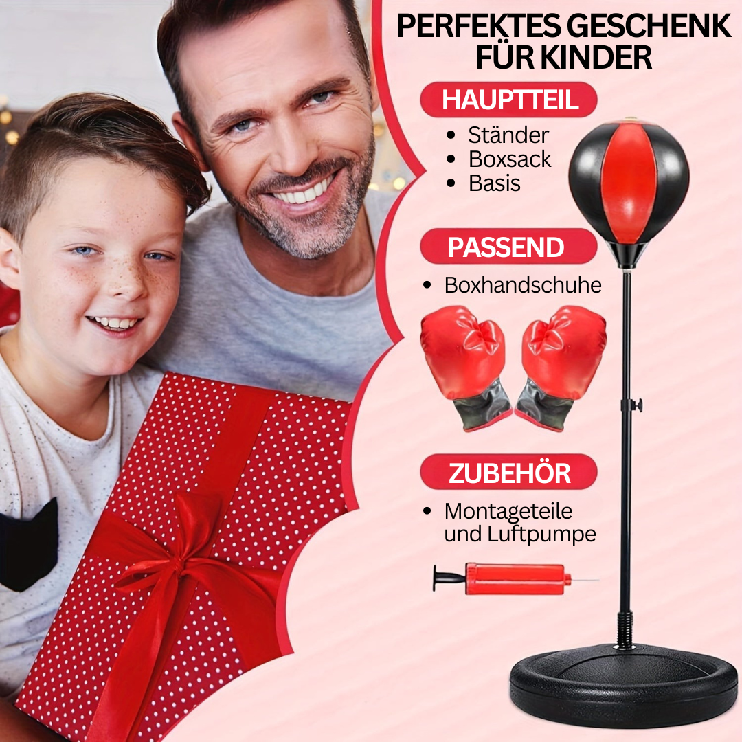 Junior BoksSet – Verstellbare Schlagpolster mit Handschuhen für Kinder