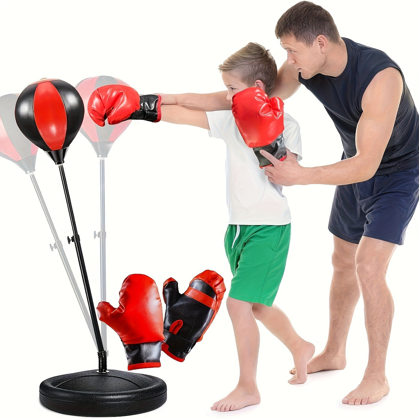 Junior BoksSet – Verstellbare Schlagpolster mit Handschuhen für Kinder