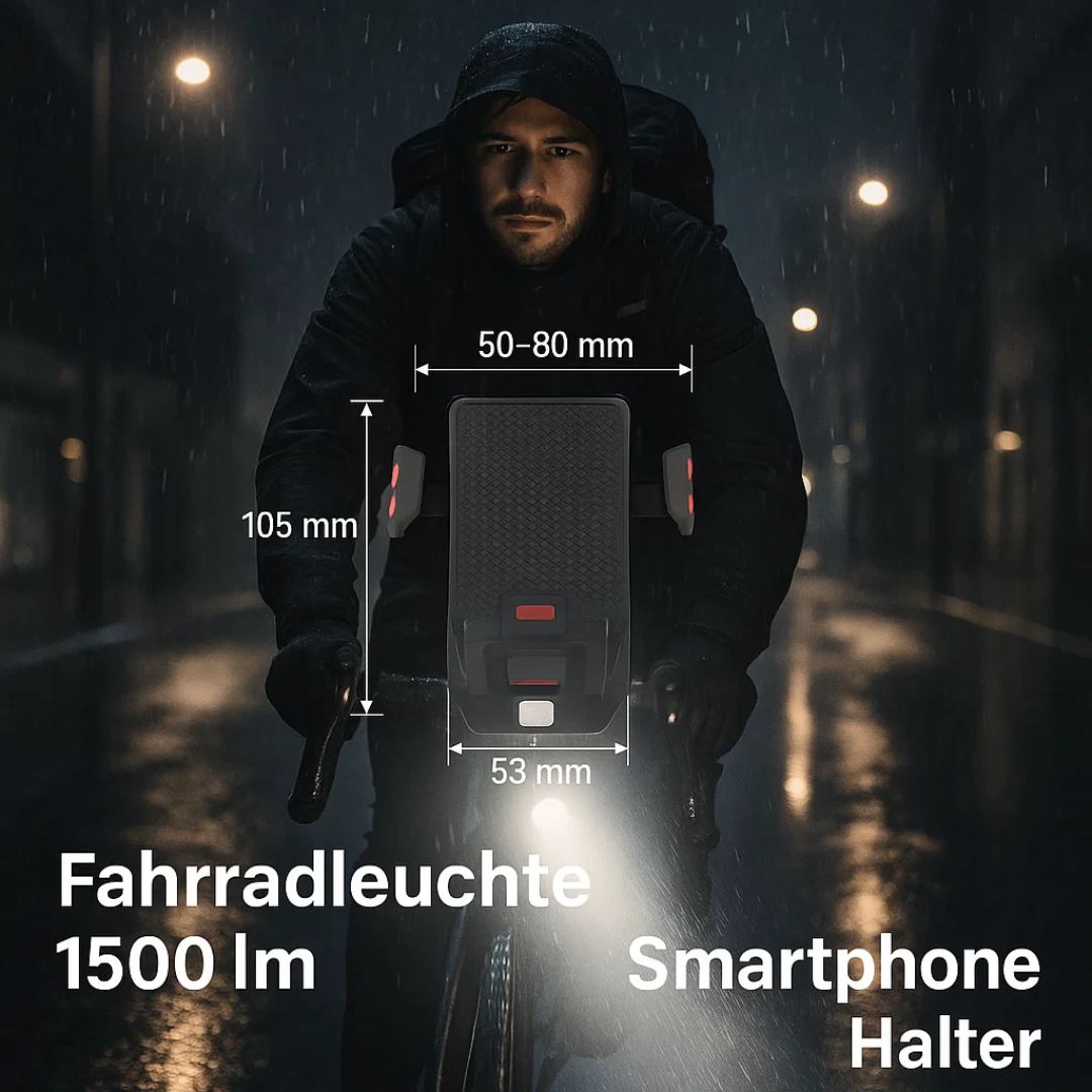 Multifunktionales Fahrradlicht mit Powerbank und 1500 Lumen