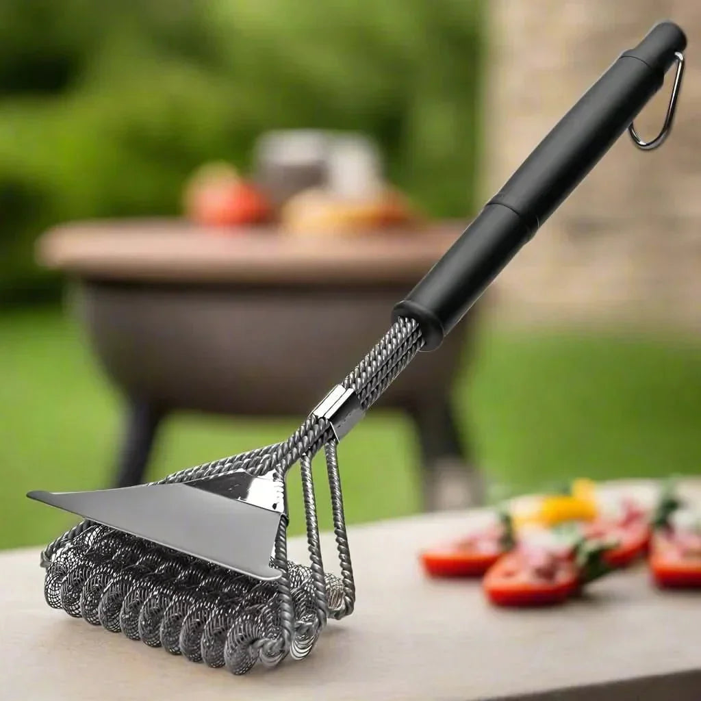 Stainless Steel Grill Cleaning Brush – Safe and Bristle-Free Design