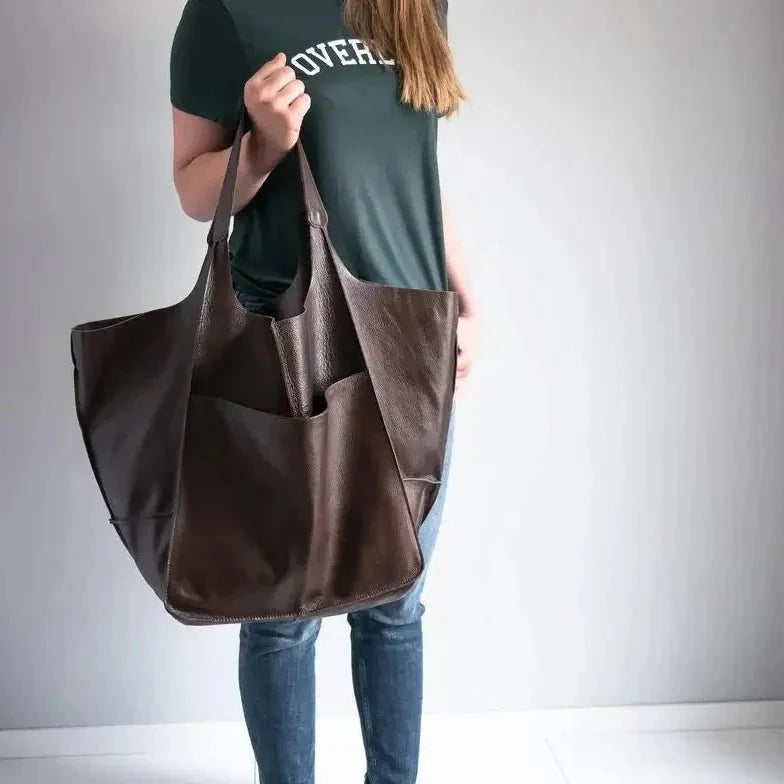 Stilvolle Vintage-Ledertasche mit praktischem Reißverschluss