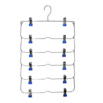 Space-Saving Stainless Steel Trouser Organizer with 12 Clips