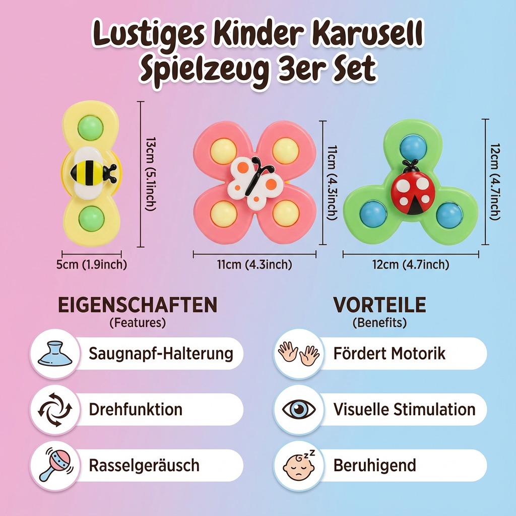Kinder Spielzeug Karussell Set mit 3 Teilen