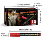 Kreatives Tattoo Marker Set – 10 Farben mit Pinselspitze