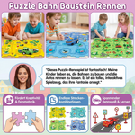 Rennbahn Puzzle mit Bausteinen für Kinder