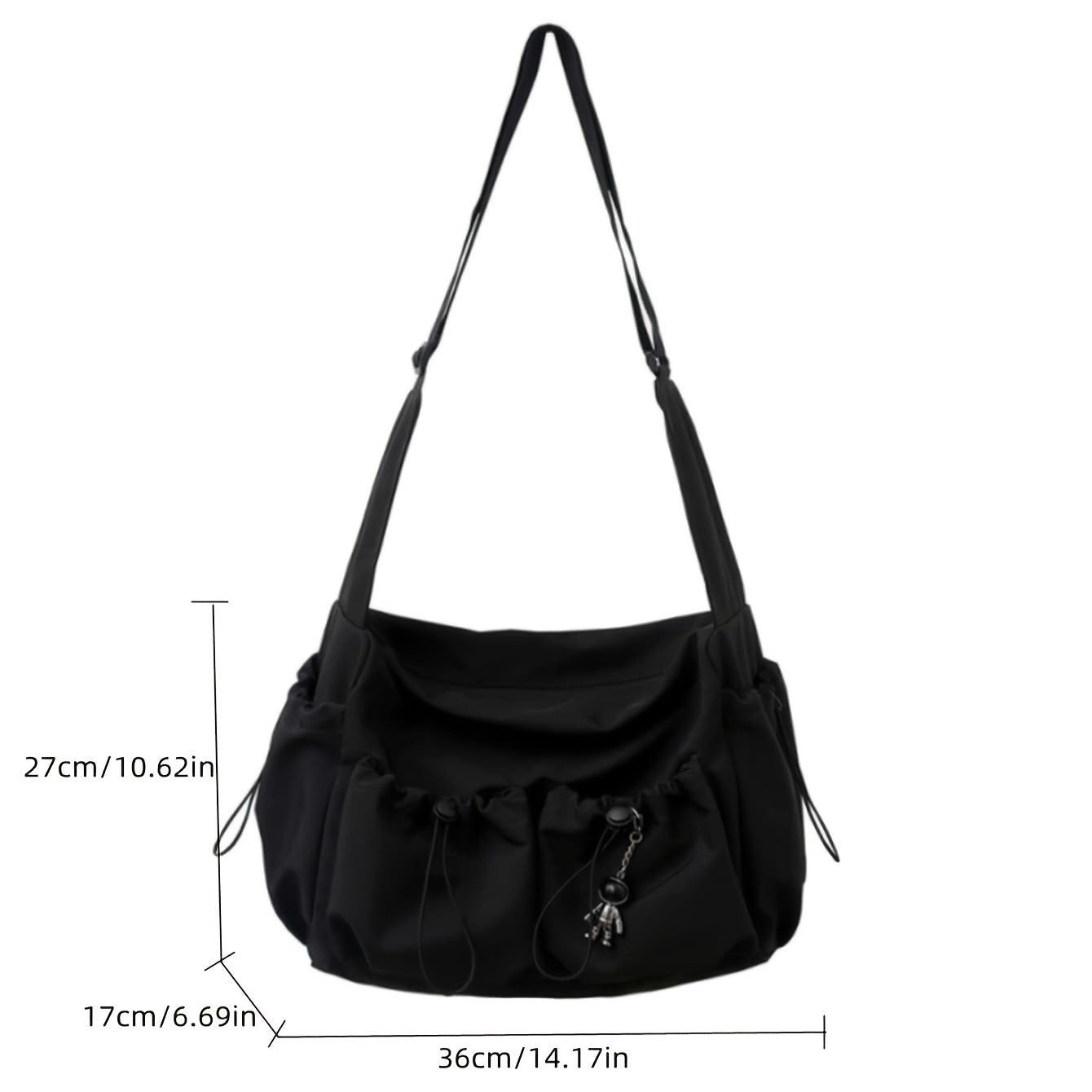 Nylon Umhängetasche in Schwarz – Urbaner Messengerbag mit Reißverschluss für den Alltag