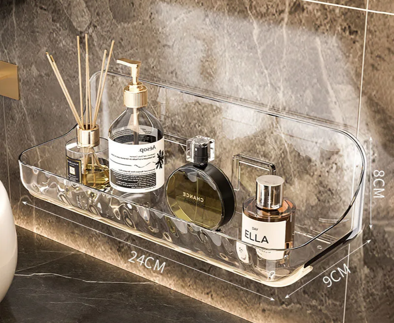 Acryl-Wandregal ohne Bohren – Transparentes Badezimmerregal für Kosmetik, Shampoo und mehr