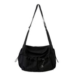 Nylon Umhängetasche in Schwarz – Urbaner Messengerbag mit Reißverschluss für den Alltag