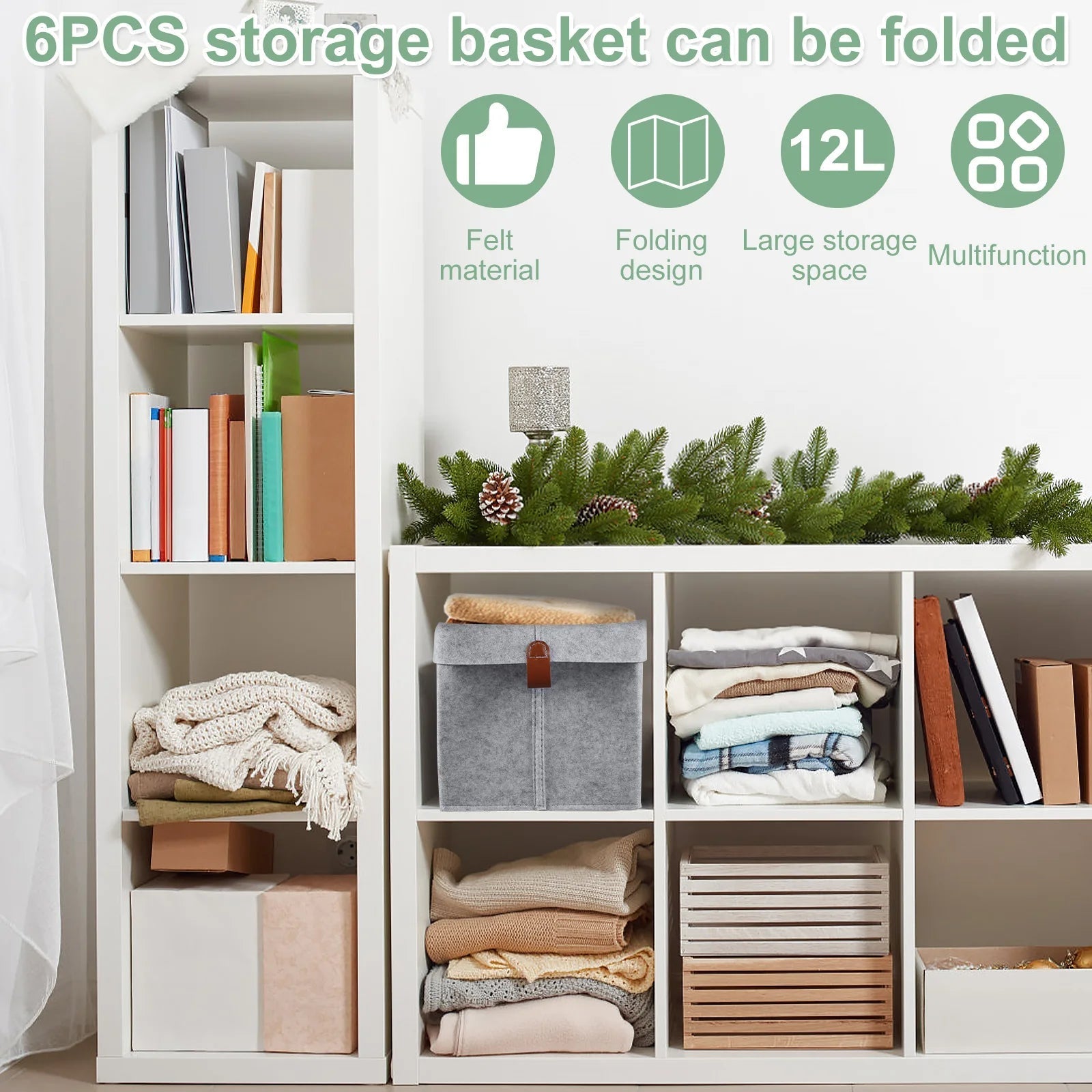 Six-Piece Felt Organizer Set | 12 L Foldable Storage Solutions for Your Home