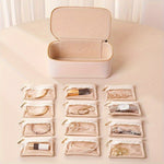 Elegante Schmuckreisebox mit 12 Samtbeuteln – Verhedderungsfrei