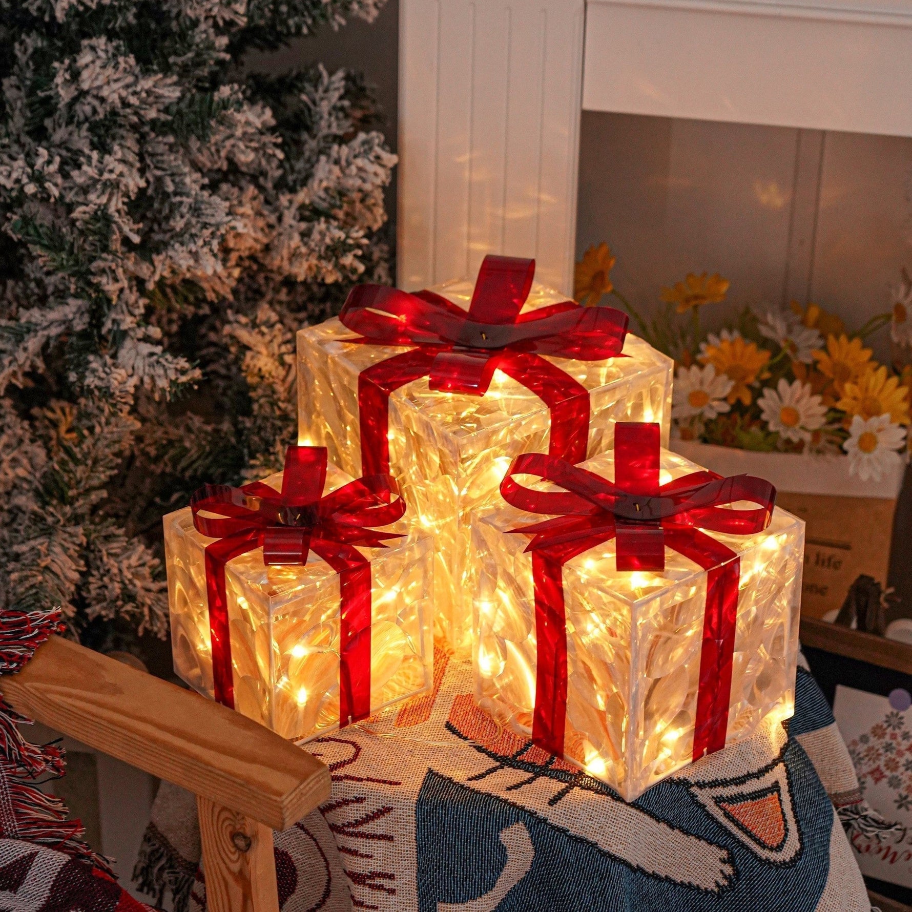 Leuchtende Geschenkboxen – Set mit 3 LED-Weihnachtsgeschenken für drinnen und draußen
