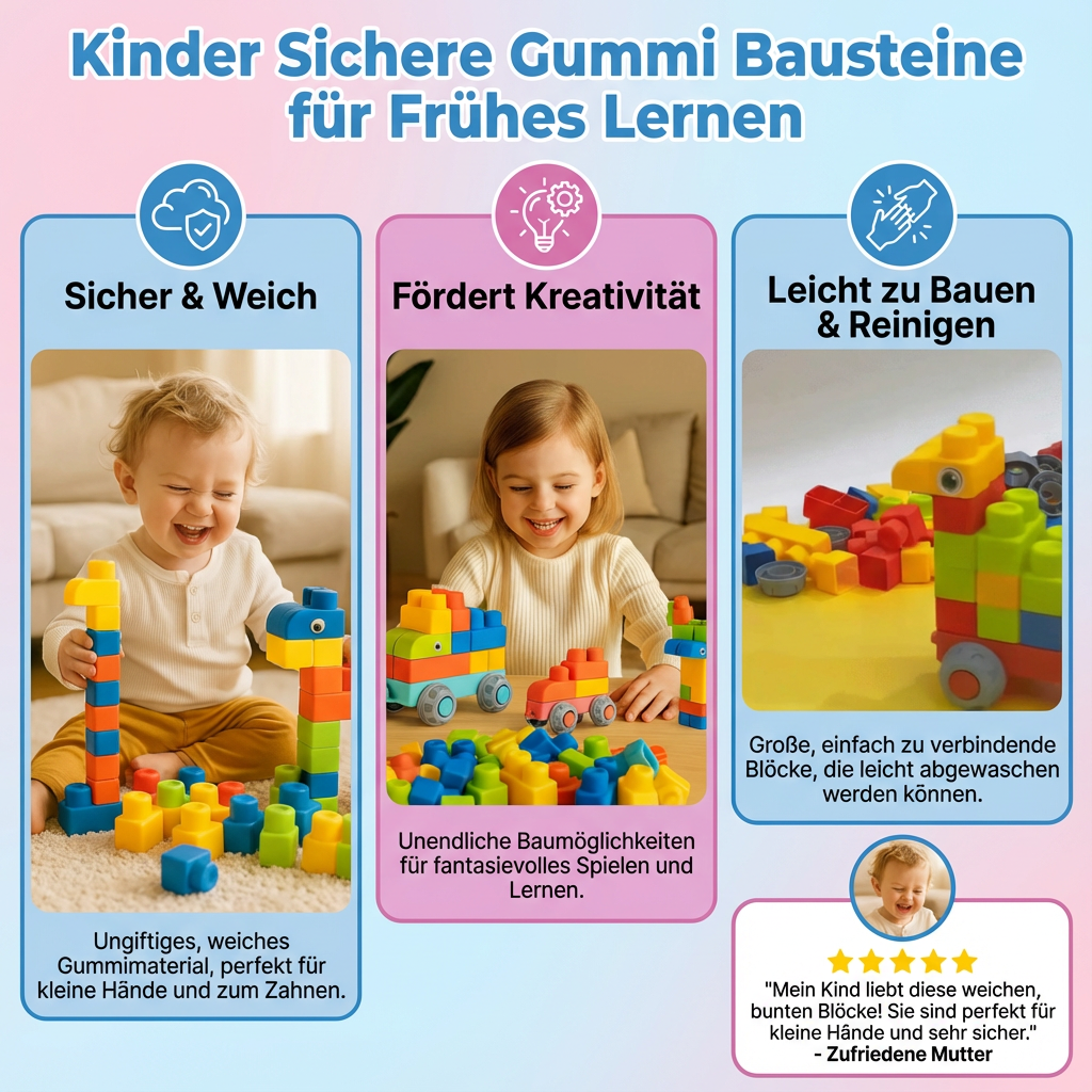 Sichere Gummi Bausteine für Kinder – Lernspielzeug für frühe Entwicklung