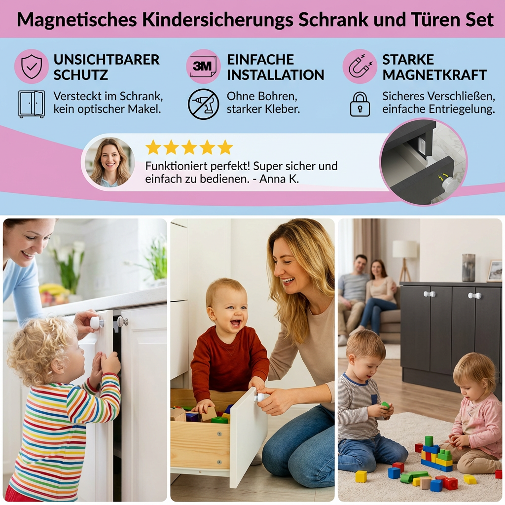 Set zur magnetischen Sicherung von Schränken und Türen für Kinder