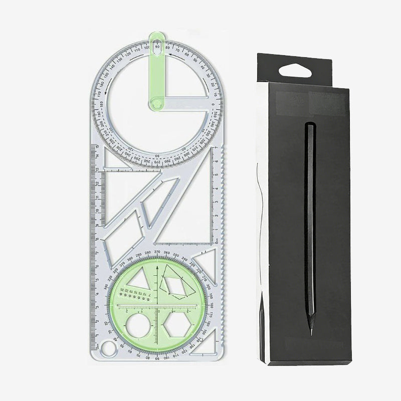 Vielseitiger Geometrie-Lineal mit drehbarem Winkelmesser