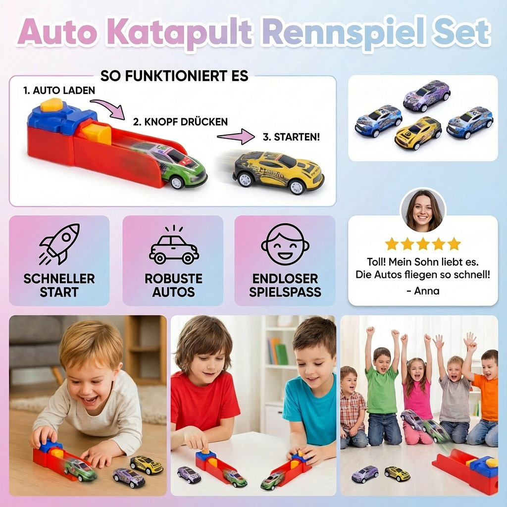 Rennspiel Set mit Auto Katapult