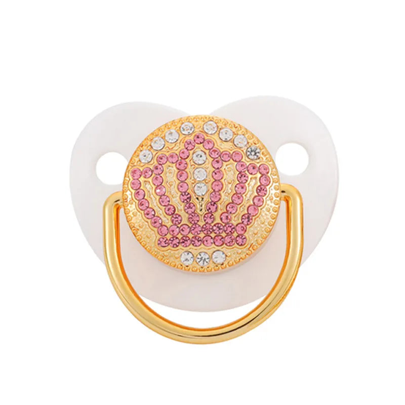Schnuller im Luxusdesign mit Strass und Kronen-Details – Gold