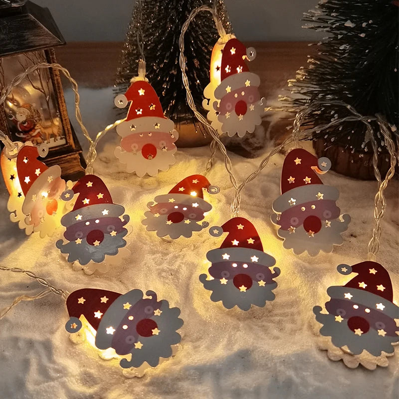 Festliche LED-Lichterkette mit Schneemann und Tannenbaum