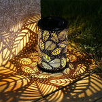 Solare Gartenlaterne mit Sonnenblumen-Motiv