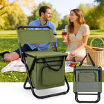 Komfortabler Campingstuhl mit Kühltasche für unterwegs