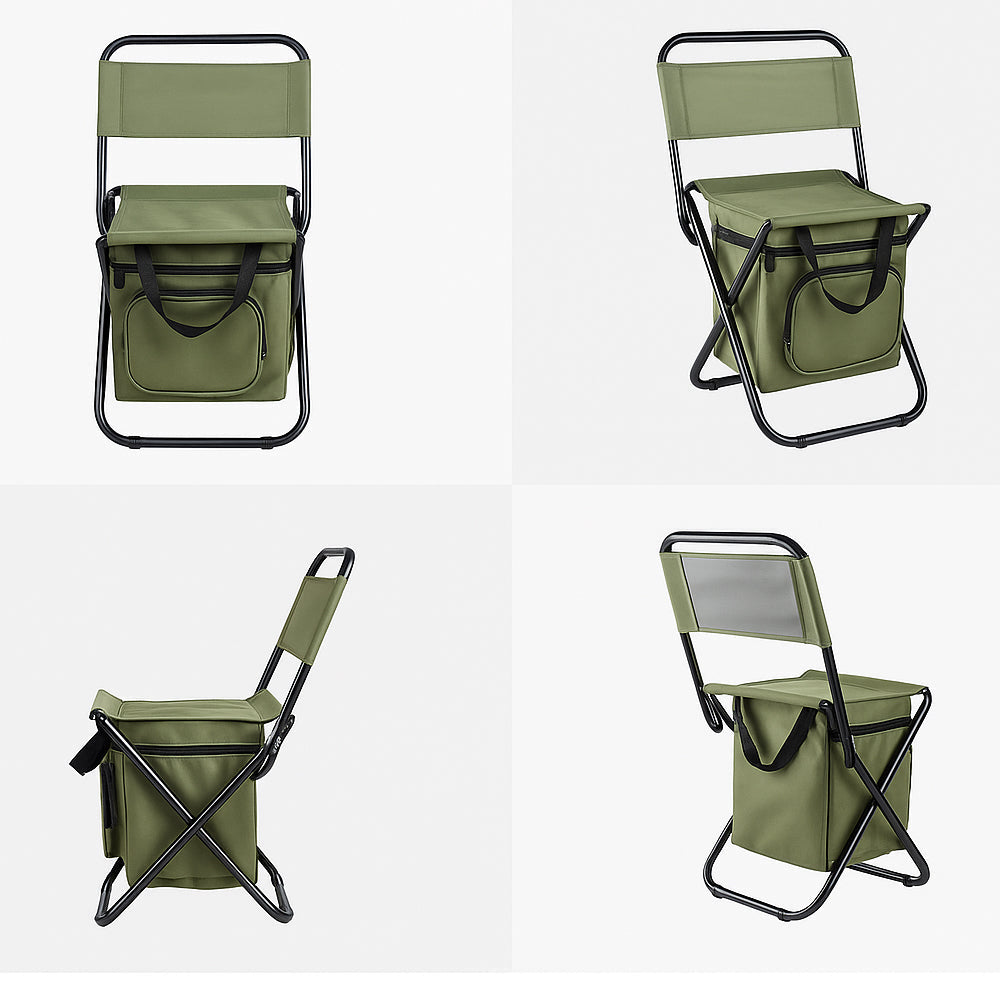 Faltstuhl für den Außenbereich mit Rückenlehne und integrierter Kühltasche