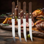 Edelstahl Steakmesser Set mit Holzgriffen und gezahnten Klingen