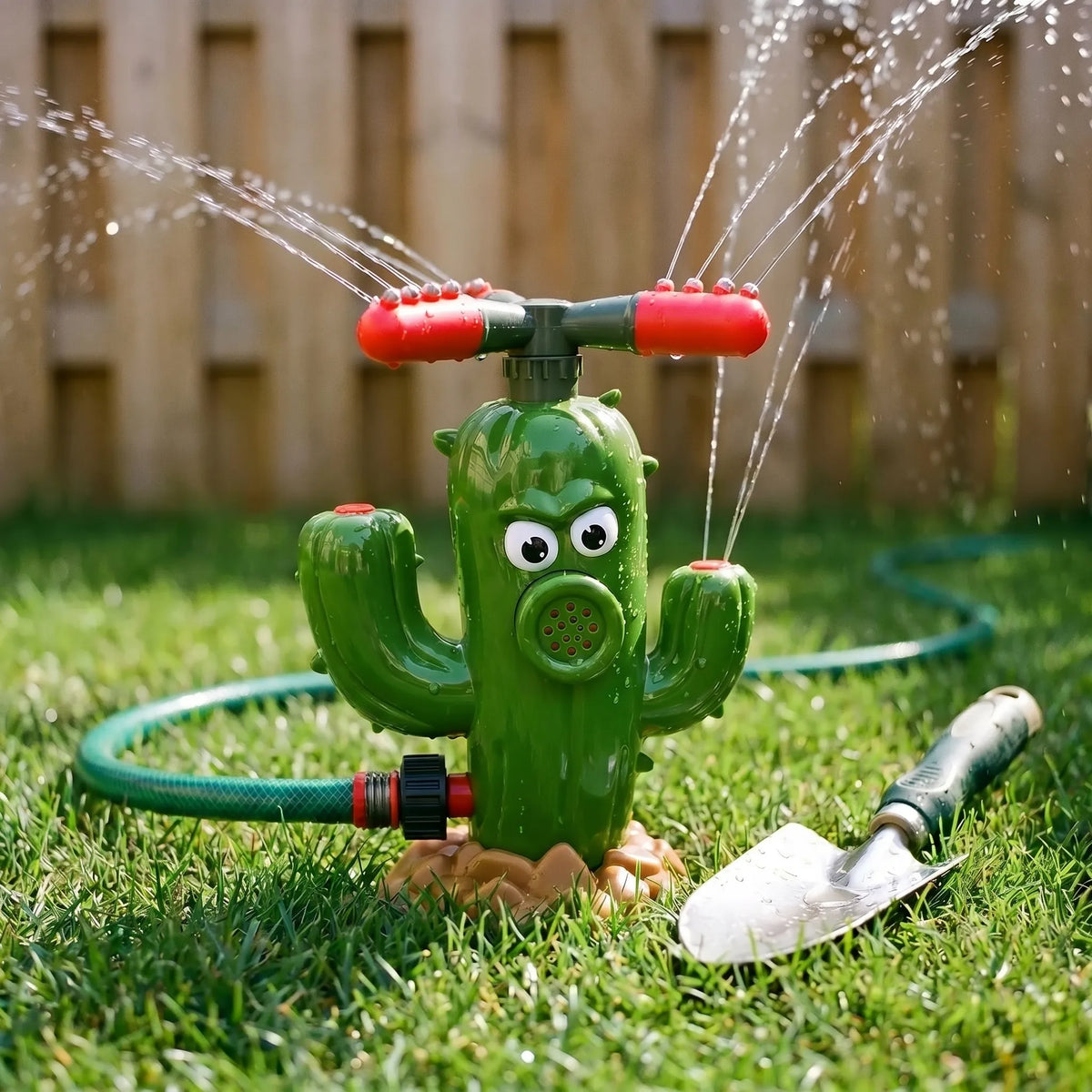 Outdoor Sprinkler for Kids - Fun Cartoon Cactus Design