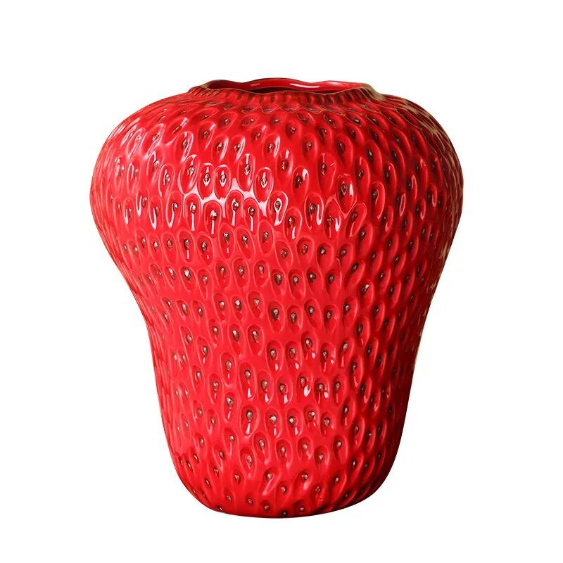 Moderne keramikvase in Erdbeerform - Lustige Wohnraumdekoration