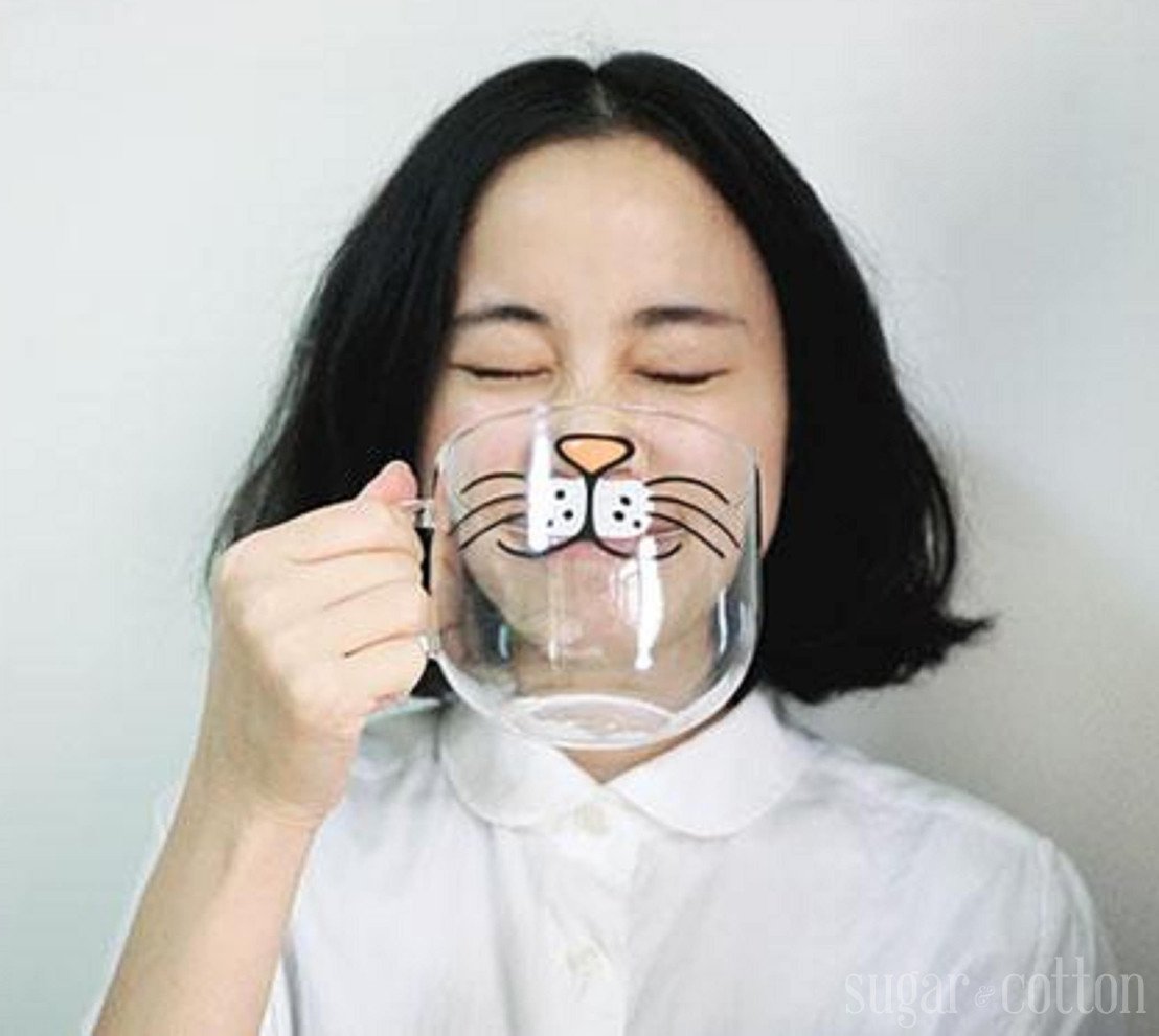 Elegante Katzen-Tasse aus hitzebeständigem Glas