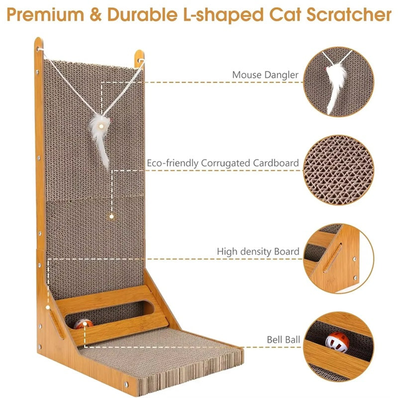 L-förmiger Kratzbaum für Katzen mit Spielball und vielseitigem Design