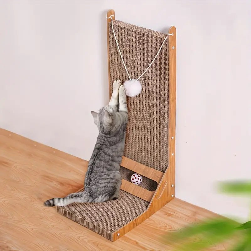 L-förmiger Kratzbaum für Katzen mit Spielball und vielseitigem Design