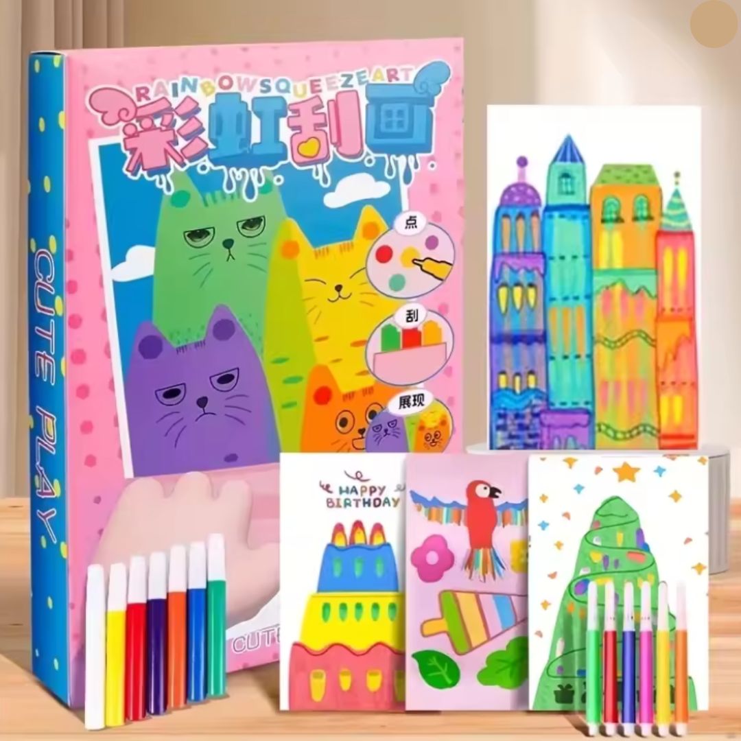 Set für kreative Farbmalerei mit Regenbogenfarben
