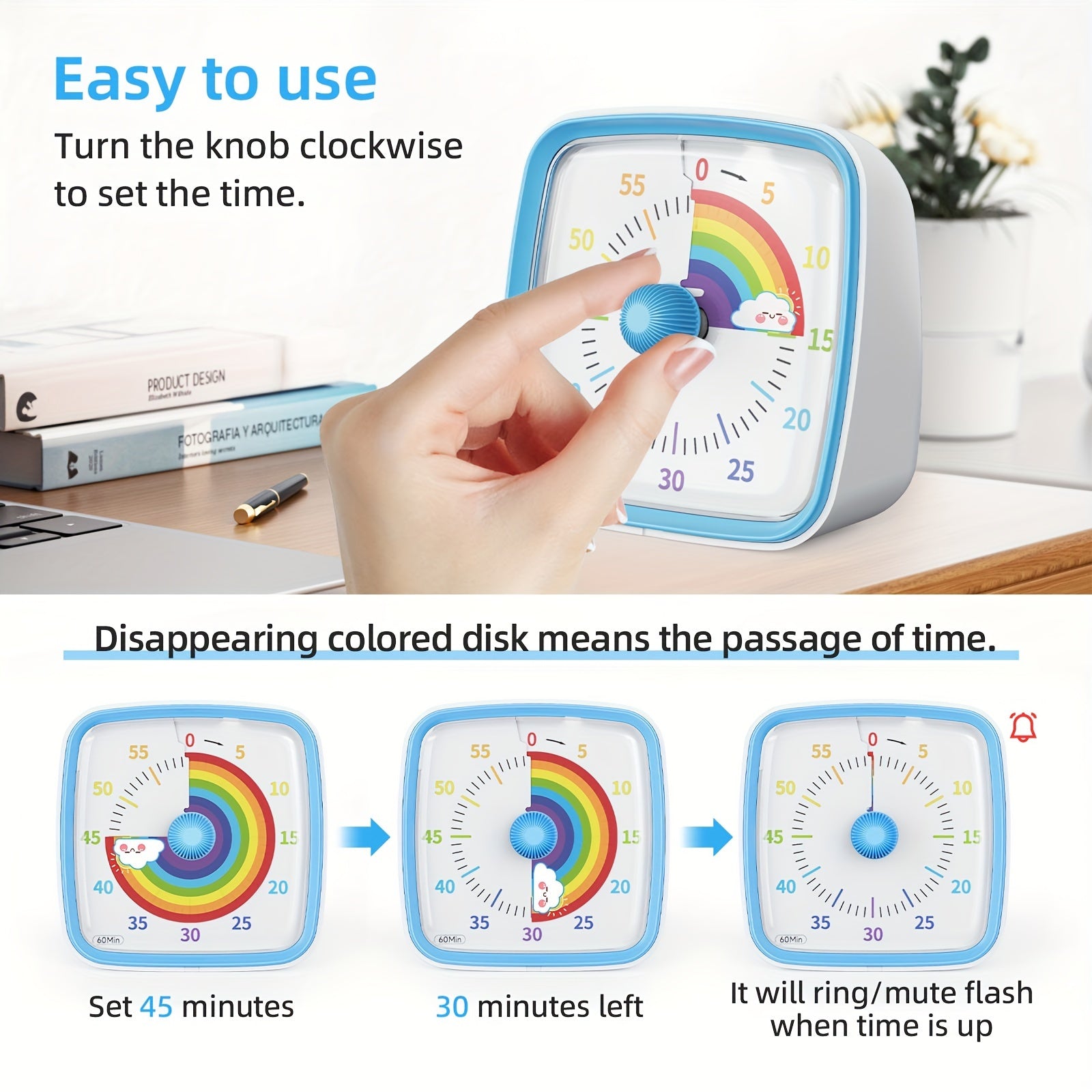 Farbenfroher Zeitmanager – 60-Minuten Countdown-Timer für Zuhause und Büro