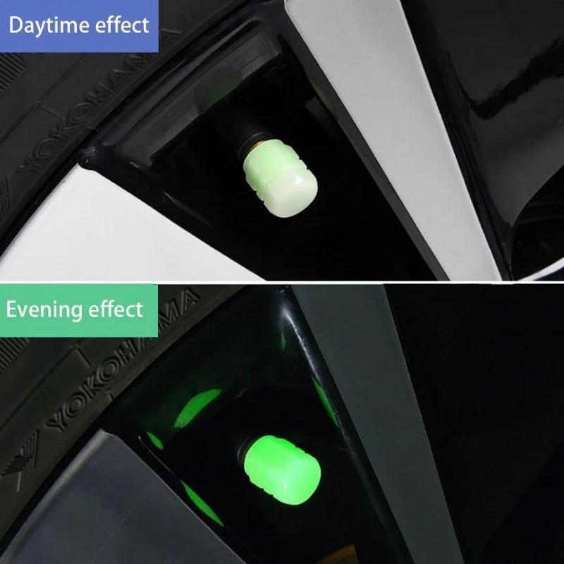 20er-Pack Neonleuchtende Reifenventilkappen – Sonnenlichtbetrieben, Universelle Passform