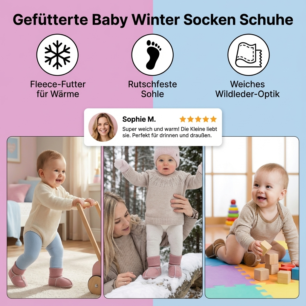 Babyschuhe für den Winter mit Futter in Wildleder-Design