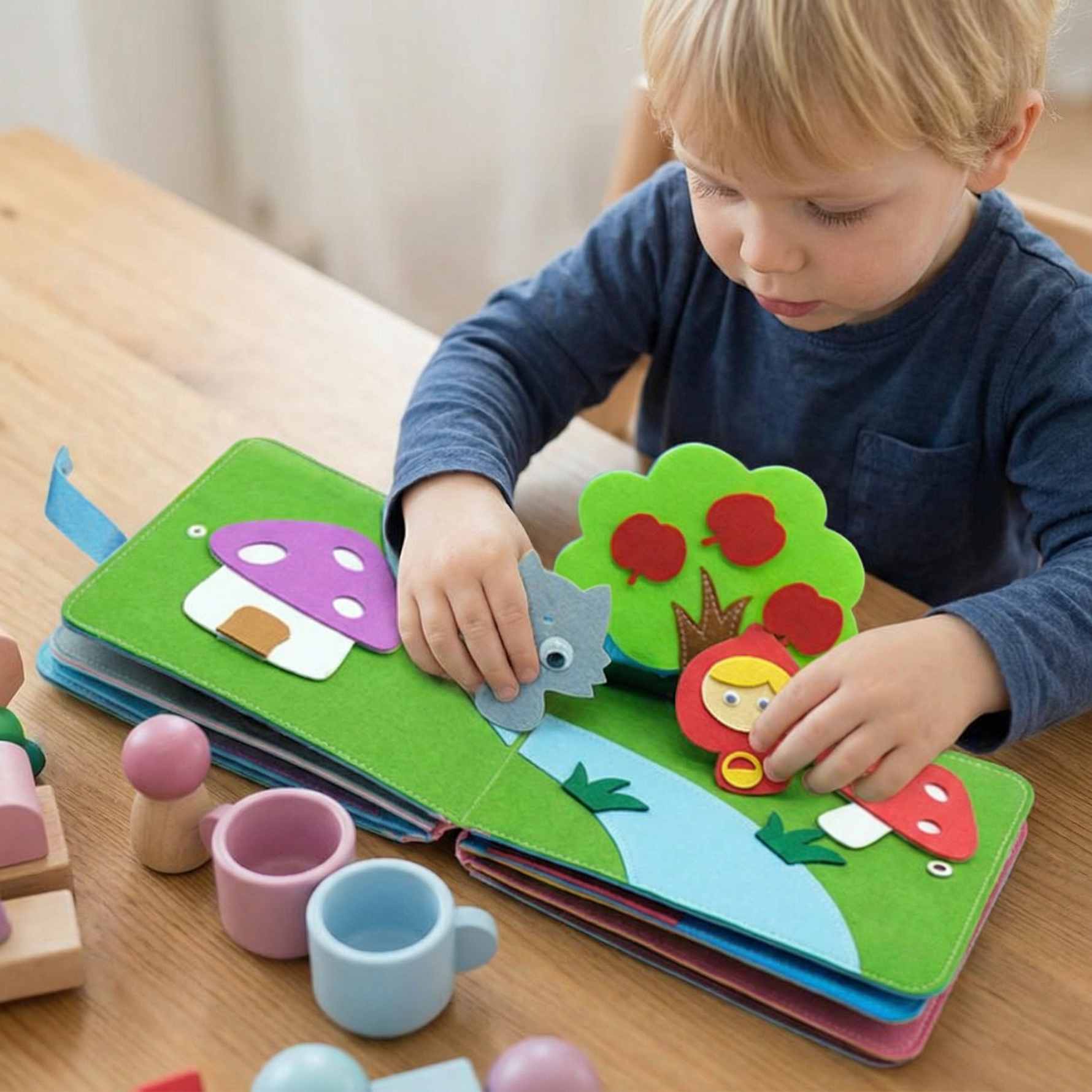 Montessori Lernbuch aus Filz – Sensorisches Geschichtenerzählen für Kinder