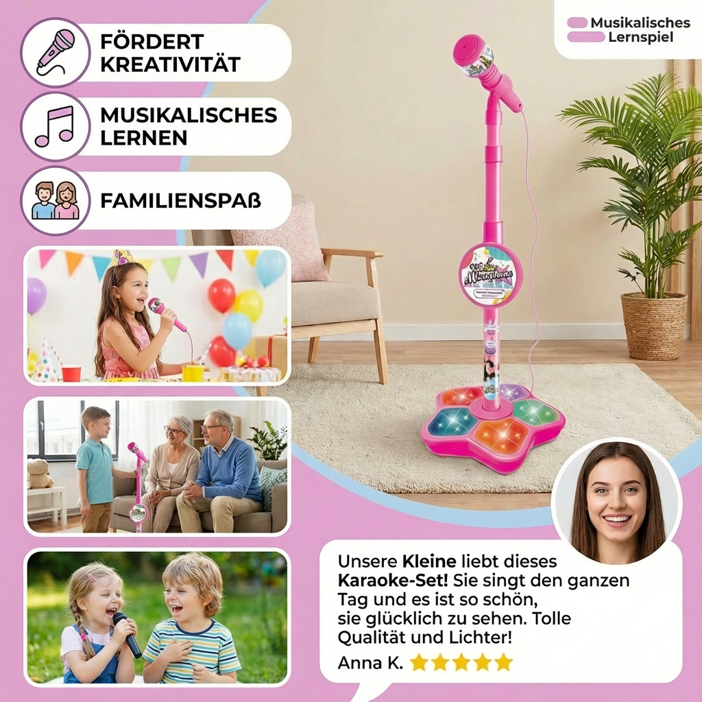 Kinder Karaoke-Set mit Mikrofon und Ständer – Lernspiel für Musik