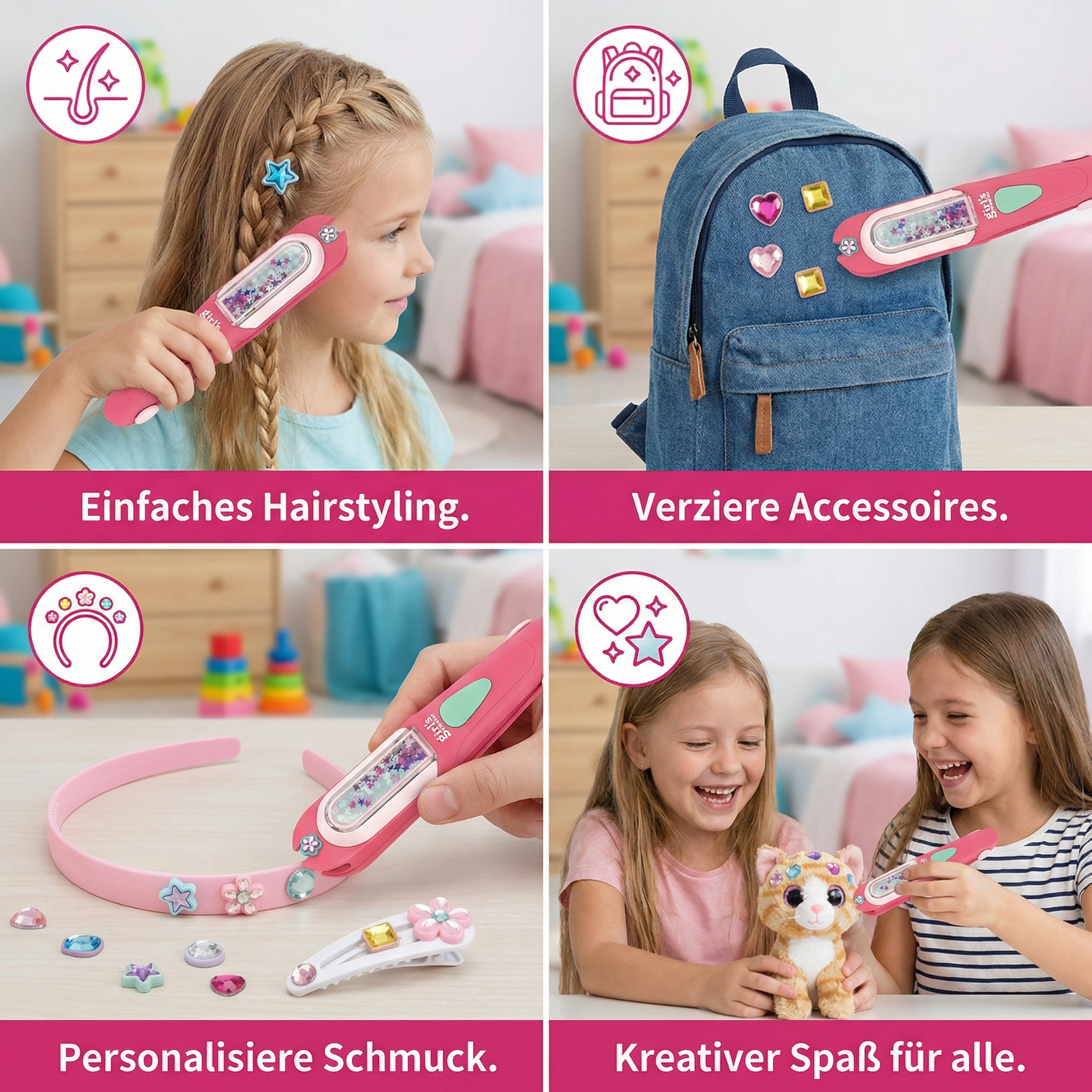 Styling-Set für Kinder mit wiederverwendbaren Haar-Glitzersteinen