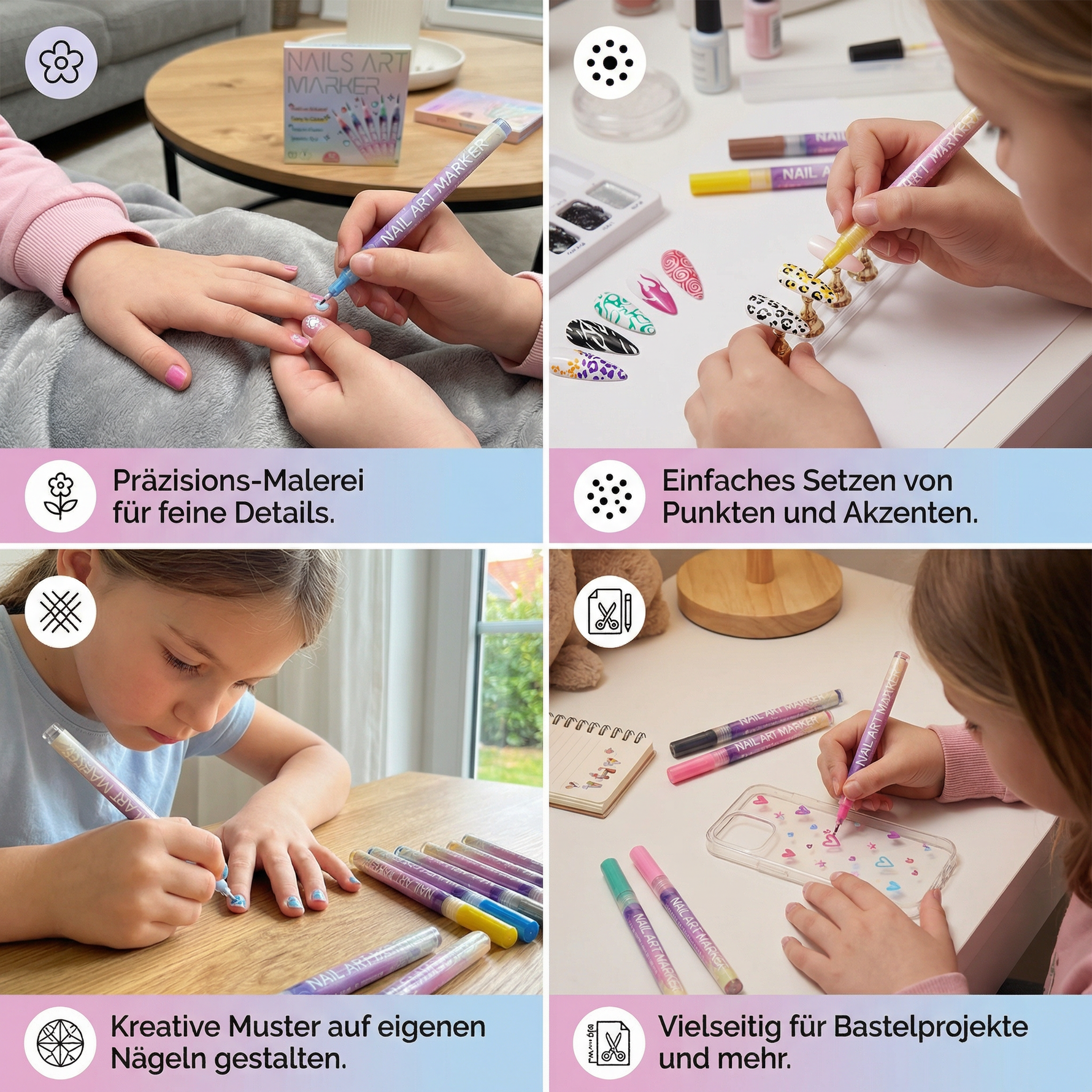 Präzisionsspitzen Nagelkunst Marker Set – Acrylstifte für filigrane Designs
