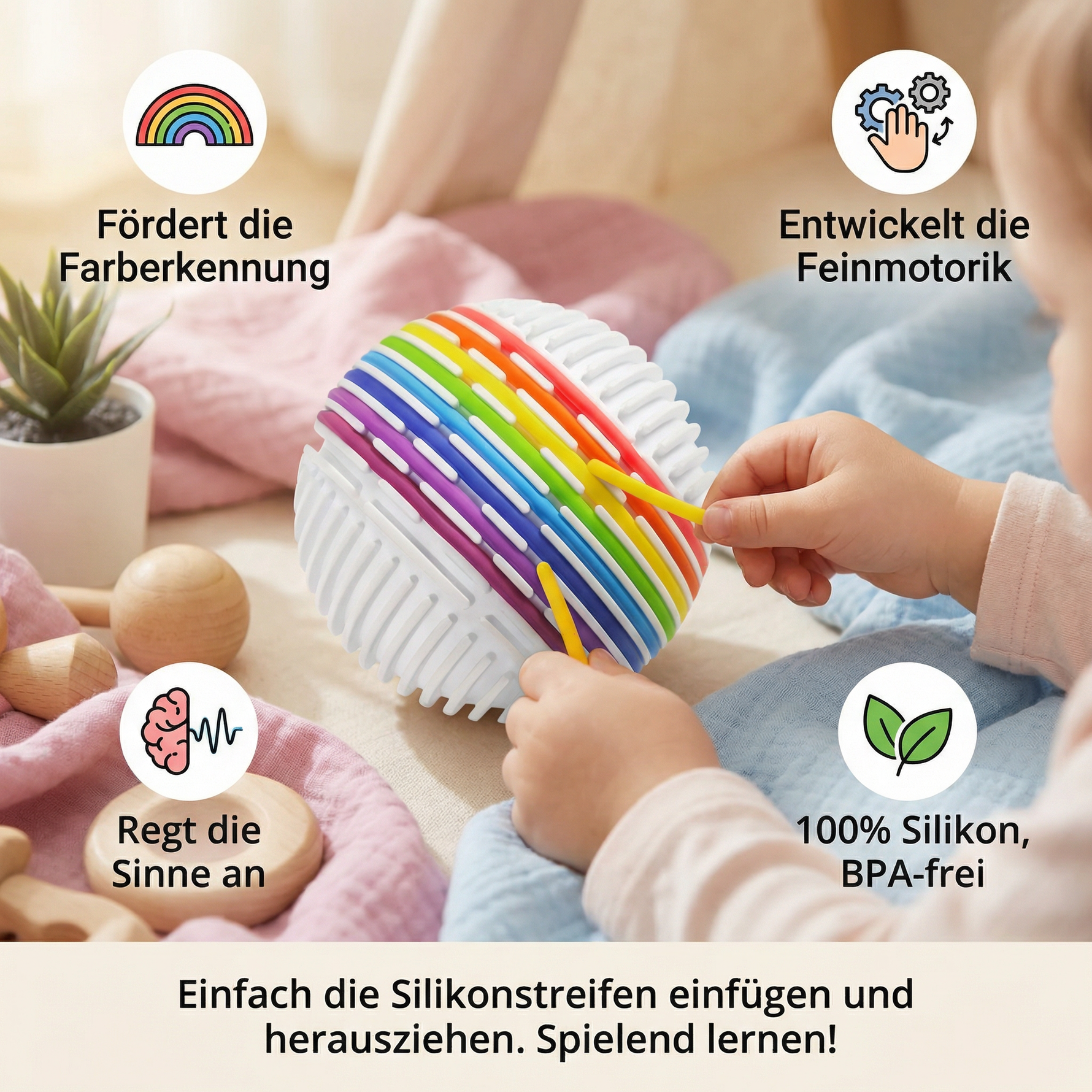 Sensorikball aus Silikon – Spielzeug für Farbenlernen und Motorik