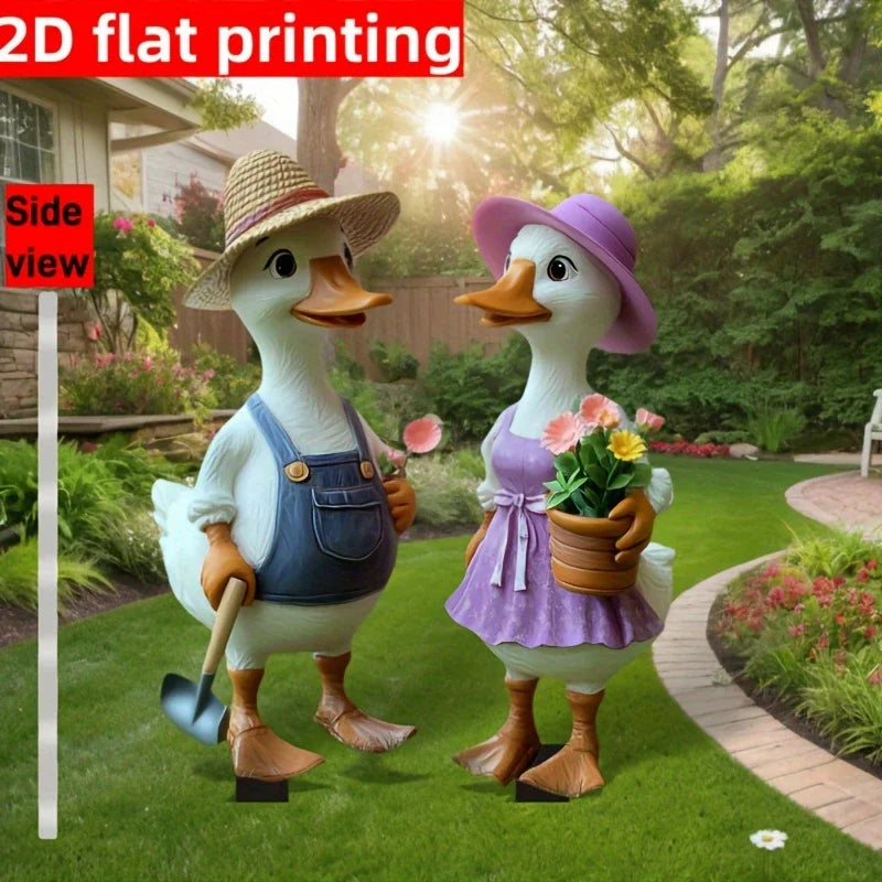 Cheerful duck figure for the garden | Weatherproof decorative stake