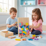 Holzspielzeug mit Montessori Bausteinen und Formen