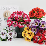 Elegant Artificial Pansies | 5 Stems for Events and Decoration