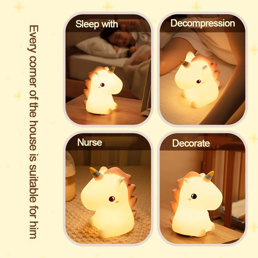 LumiEinhorn LED Night Light | Rechargeable & Touch Control | Magical Lighting for Children's Rooms