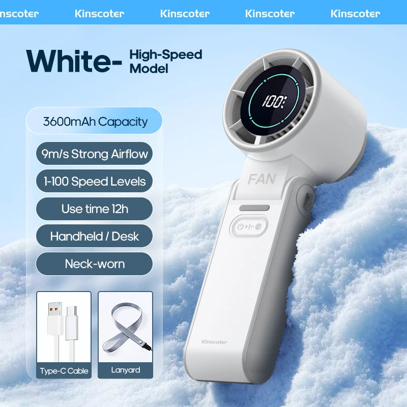 FrostWind Mini Fan | Customizable Cooling with 100 Settings | 3600 mAh Battery | Portable & Ice-Cooling