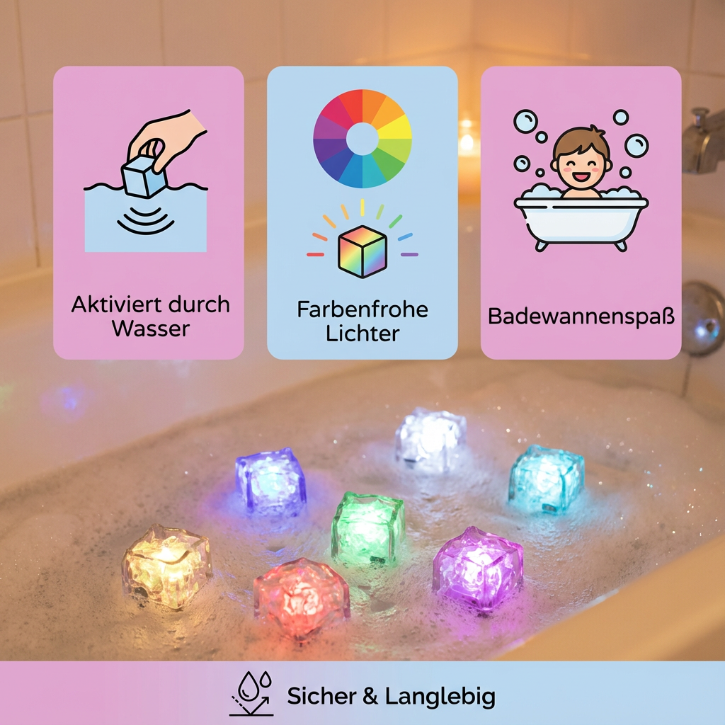 Badewürfel Spielzeug für Kinder – 6 Stück mit Leuchteffekt