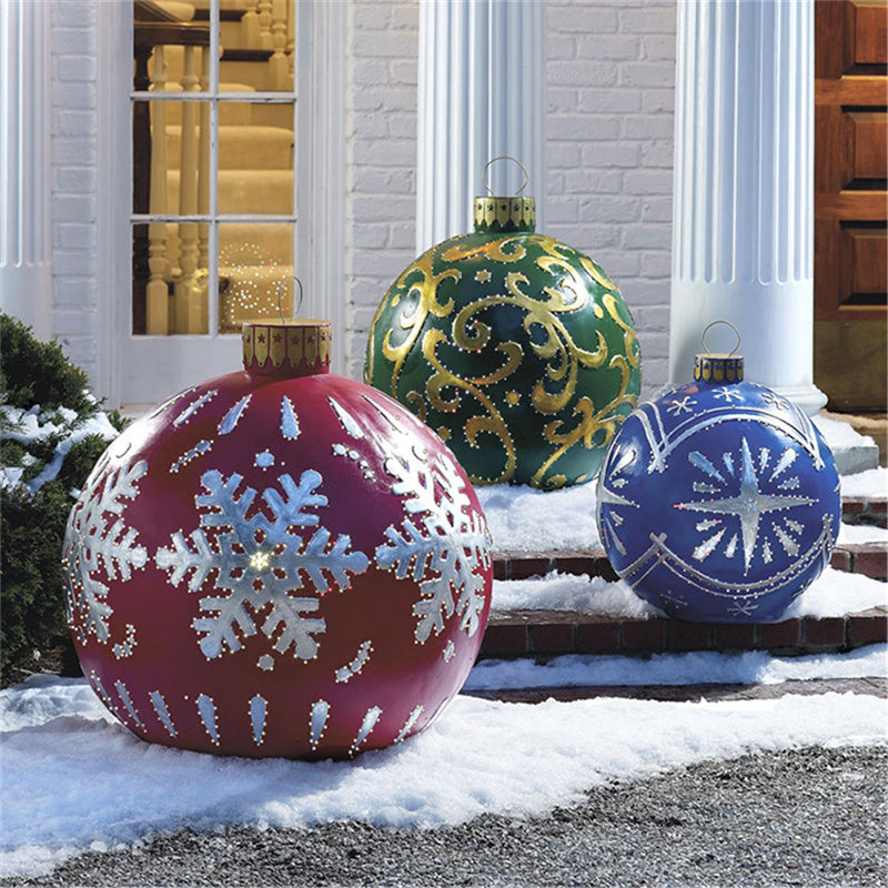 Aufblasbarer Weihnachtsball für den Außenbereich 60 cm – Wetterfeste PVC-Dekoration