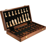 Classic Wooden Chess Set for All Genders with Foldable Walnut Board