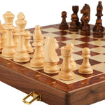 Classic Wooden Chess Set for All Genders with Foldable Walnut Board