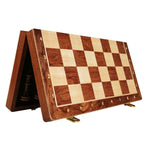 Classic Wooden Chess Set for All Genders with Foldable Walnut Board