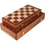 Classic Wooden Chess Set for All Genders with Foldable Walnut Board